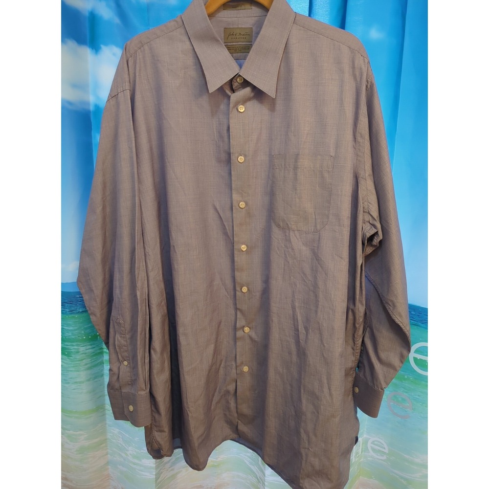 John W Nordstrom Egyptian Cotton Classic Fit Shirt Blue Grayish Men Size 19 A22
